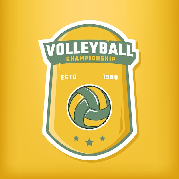 Vector uitstekende volleybal badge logo sjabloon op gouden achtergrond