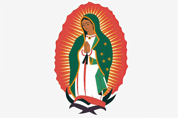 벡터 과달루페의 성 여인 (holy lady of guadalupe, nuestra señora de guadalupe) 은 백색 바탕에 고립된 아이콘 카드 일러스트레이션입니다.