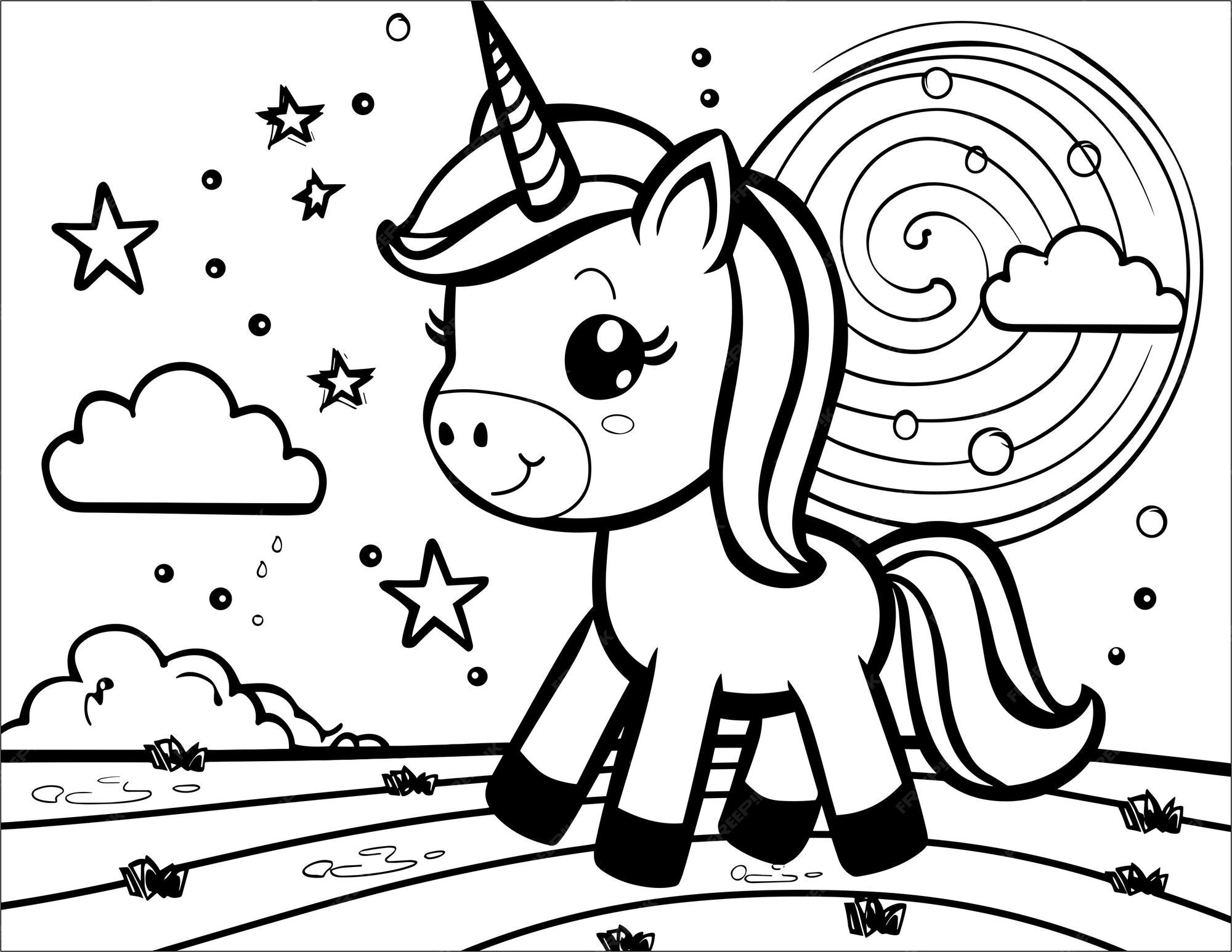 Premium Vector | Vector Unicorn Coloring Pages for Toddlers and Kids