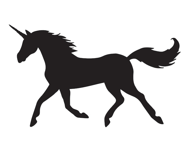 Vector unicorn silhouette isolated on white background