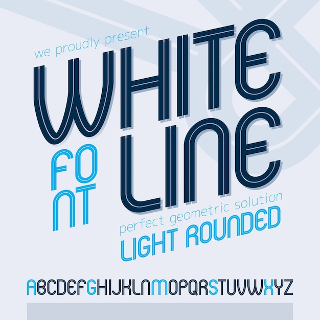 電気通信のテーマのロゴタイプのデザインで使用するのに最適な白い線で作られたベクトル大文字の丸みを帯びたアルファベット