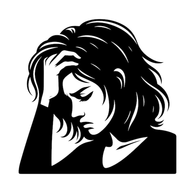 Vector vector upset woman vector silhouette illustration