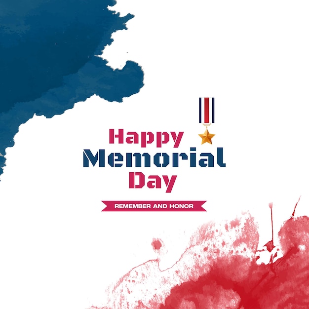 Vector usa flag memorial day watercolor background template design