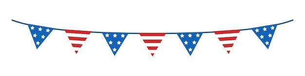 Vector USA garland of flags Independence day bunting clipart Triangles Flag with stars and striped flag