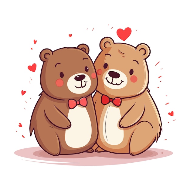 Vector valentine animal couple illustration