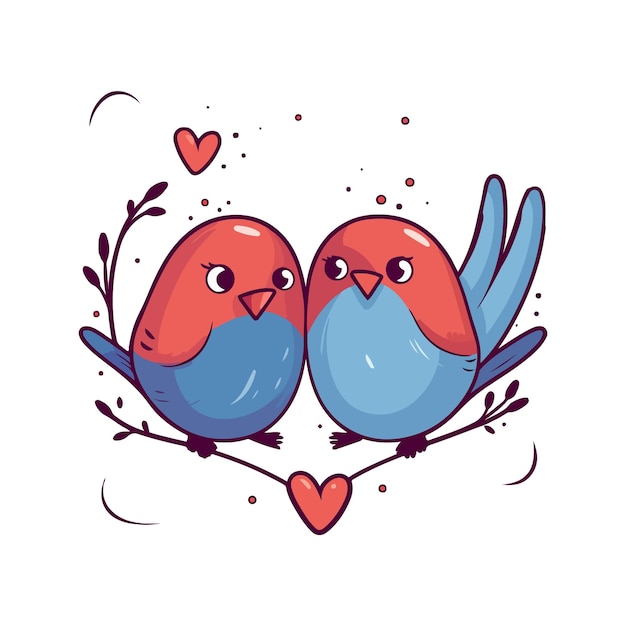 Vector vector valentine cute love birds couple illustration