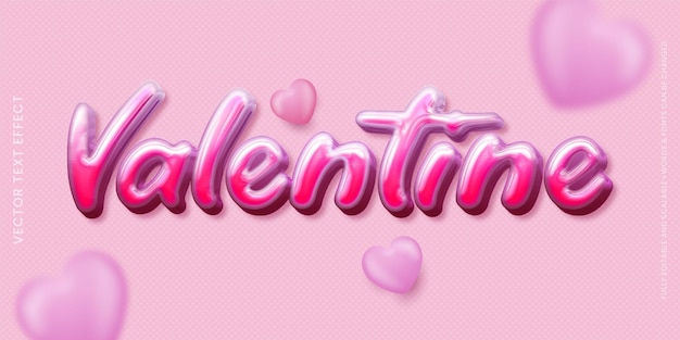 Vettore vector valentine pink testo modificabile testo in stile 3d titolo