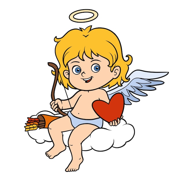 Vector Valentine's Day character, Angel with bow and arrow