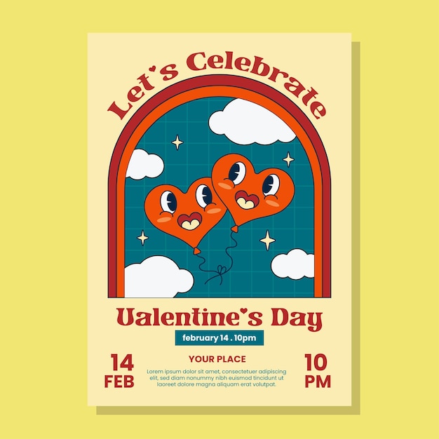 Vector valentines 80s style poster template