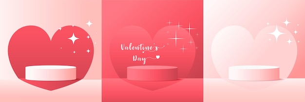 Vector valentines day with 3d cylinder pedestal podium platform Product display presentation