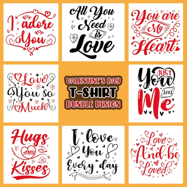 Vector Valentines of hou van romantische belettering citaten typografie bundel vectorillustratie