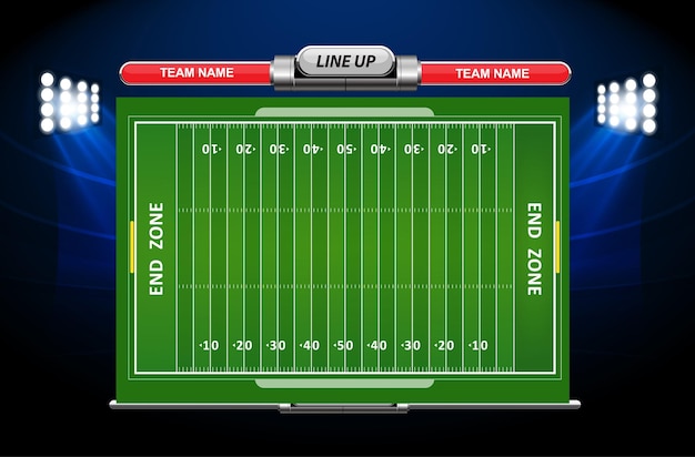 Vector van american football infographic elementen op groene veld achtergrond