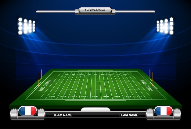 Vector van American football infographic elementen op groene veld achtergrond