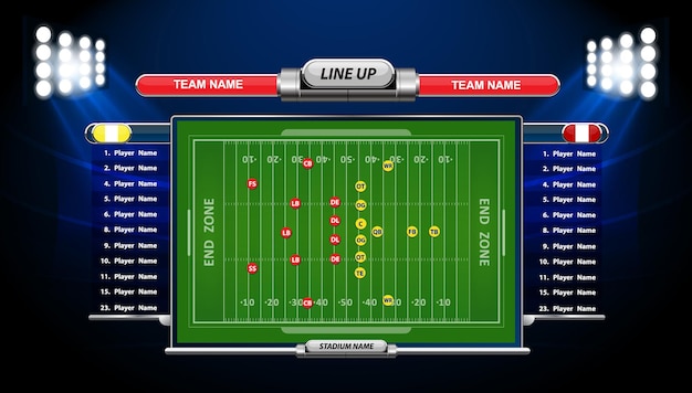 Vector van American football infographic elementen op groene veld achtergrond