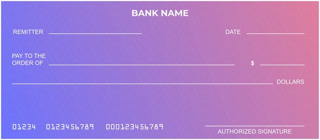 Vector van blanco bank- of persoonlijke cheque Betaling geld contant geld cheque bankbiljet
