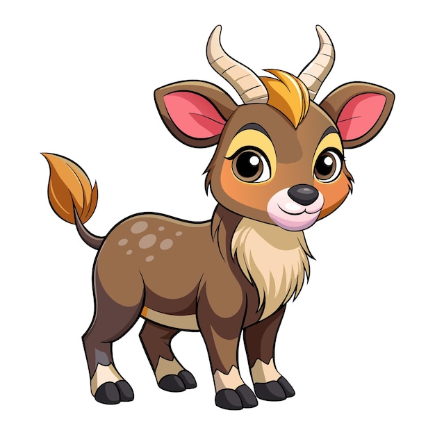 Vector van Cartoon schattige baby Nilgai op wit