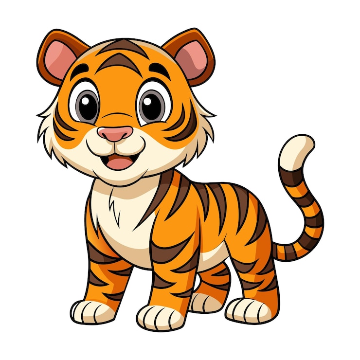 Vector vector van cartoon tijger illustratie op wit