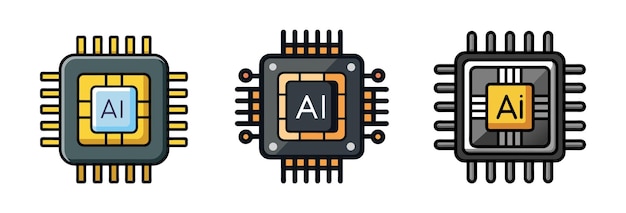Vector van de AI-chip-iconset