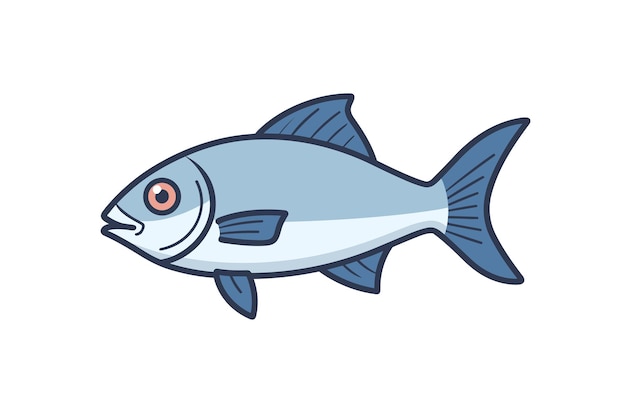 Vector vector van een blauwe vis met rode ogen op een witte achtergrond
