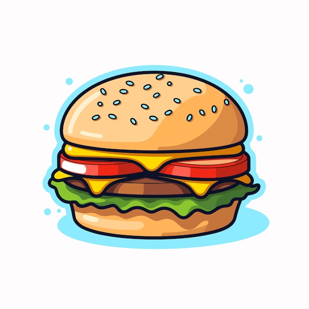 Vector vector van een cheeseburgerpictogram met sla op een broodje