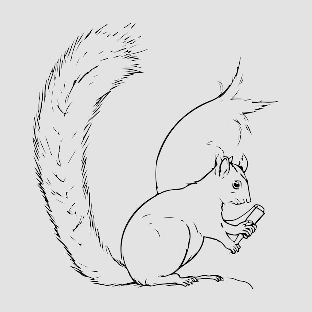 Vector van een CUTE SQUIRREL-contourontwerp