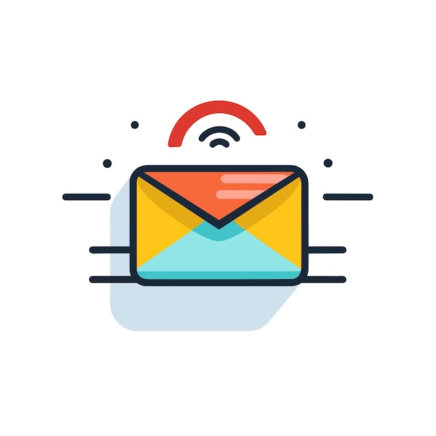 Vector van een e-mailenvelop met een wifi-pictogram op een platte ontwerpvector