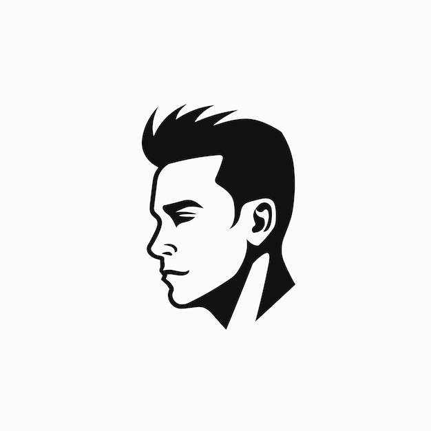 Vector van een minimalistisch zwart-wit silhouet van het gezicht van een man in vectorpictogramstijl