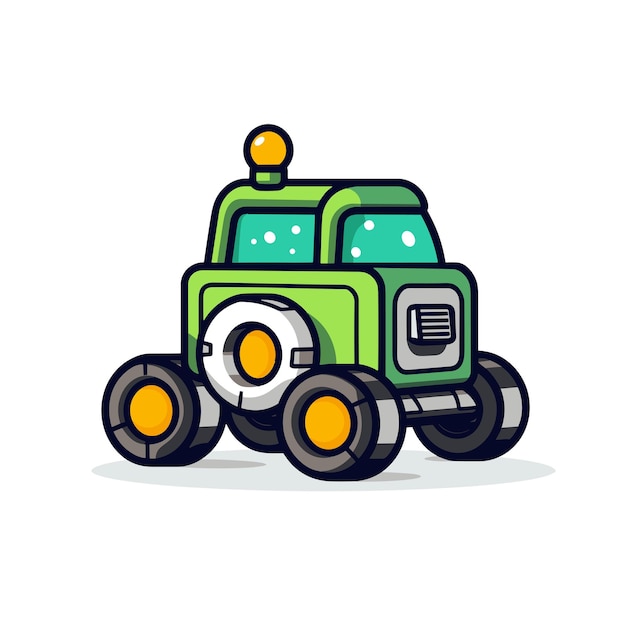Vector van een platte icoon vector van een groene en gele speelgoed truck met wielen