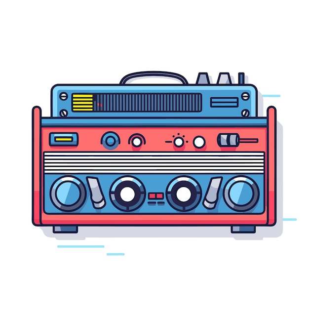 Vector vector van een retro radio met een boombox op de top perfect voor muziekliefhebbers en vintage enthousiastelingen