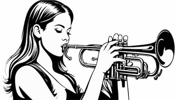 vector van een vrouw die de trompet speelt
