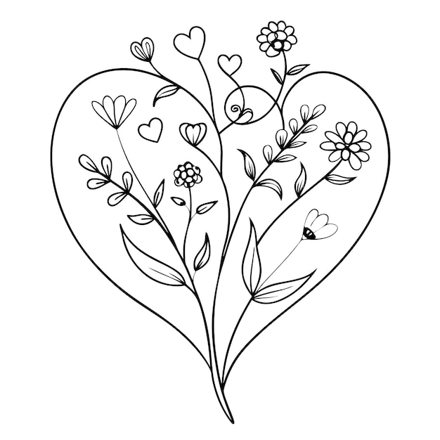 Vector van het bloemenlogo in de vorm van een hart