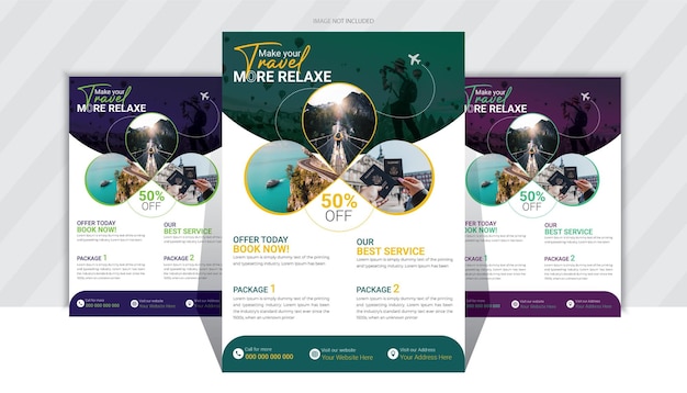 Vector van het ontwerp van de travel flyer-template