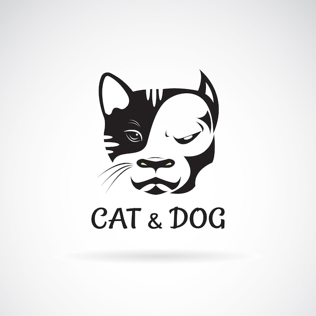 Vector van hond gezicht bulldog en kat gezicht ontwerp huisdier dier hond en kat logo of pictogram