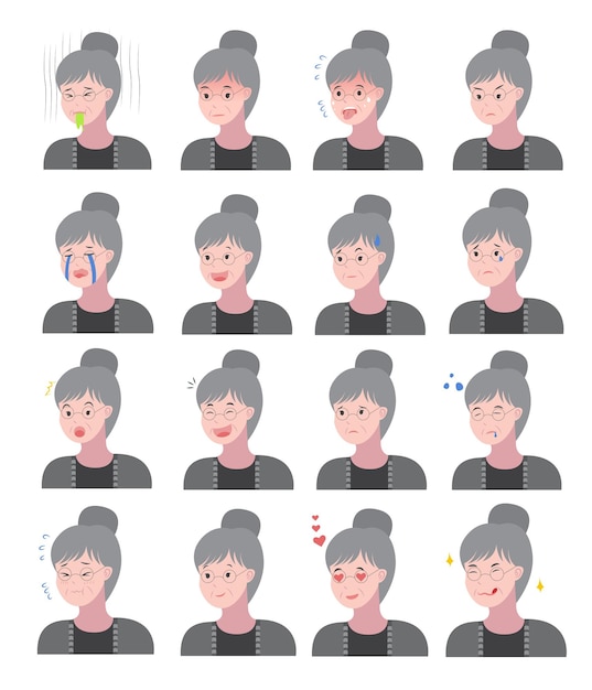 Vector van illustraties Vrouwelijke gezichtsuitdrukkingen
