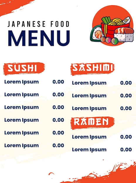 vector van japans eten menu voor sjabloonontwerp