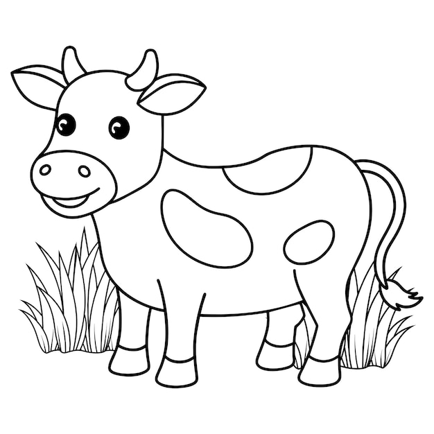 Vector van kleurpagina met cartoon koe