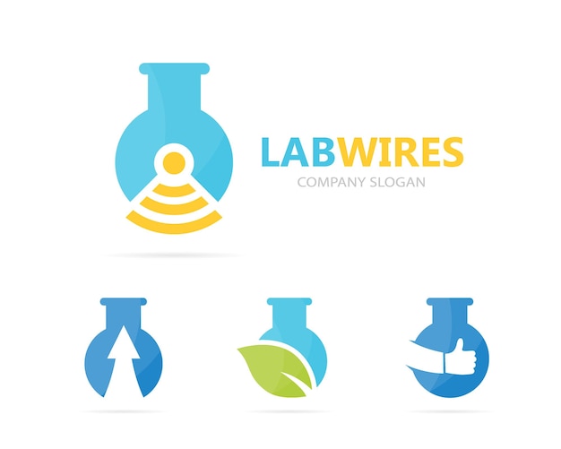 Vector van kolf en wifi logo combinatie Laboratorium en signaal symbool of icoon Unieke fles en radio logo ontwerp sjabloon