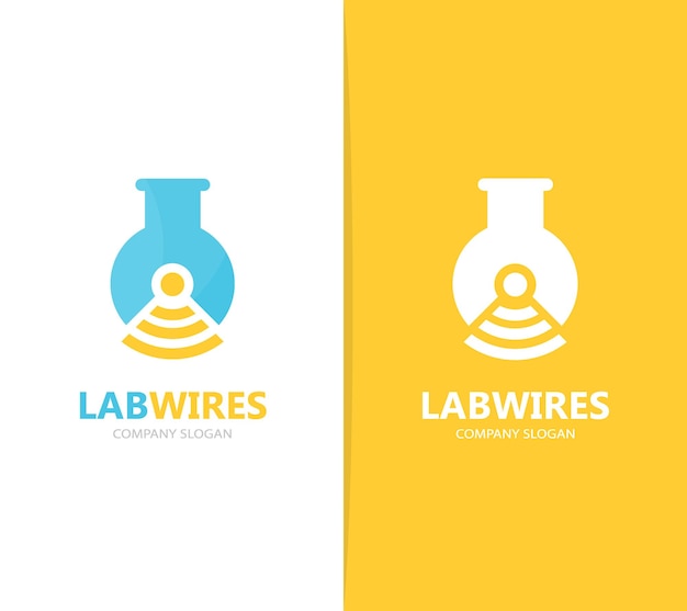 Vector van kolf en wifi logo combinatie laboratorium en signaal symbool of icoon unieke fles en