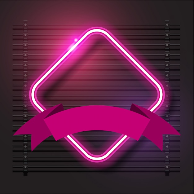 Vector vector van neon en lint. roze banner.