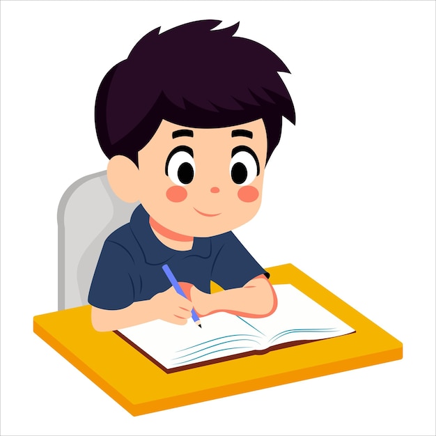 Vector van schattig kind dat studeert