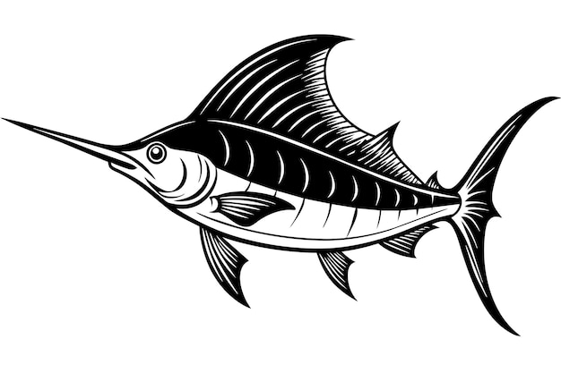 vector van zwarte en witte billfish