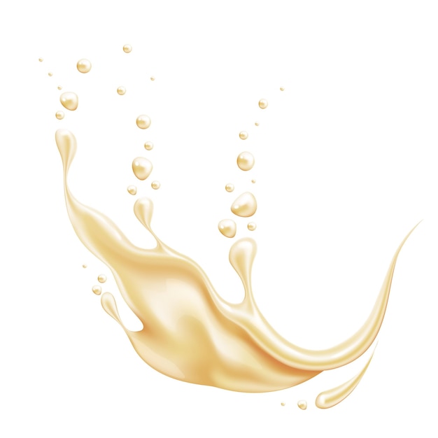 Vector vanilla splash with drops realistic flow