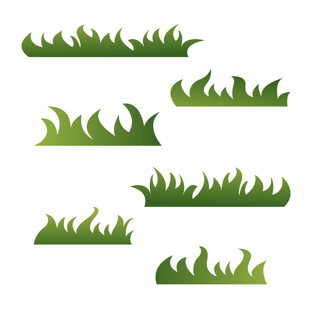 ベクトル ベクトル・バリエーション・オブ・グラス・ボーダー (vector variety of grass borders in windy weather in flat design) は風が吹く天候で草の境界線のベクトルバリエーションを示している