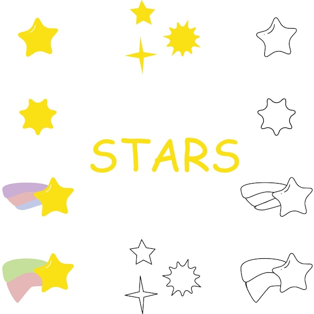 vector various hand drawn stars doodle collection