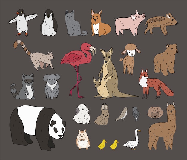 Vector of various types of animals