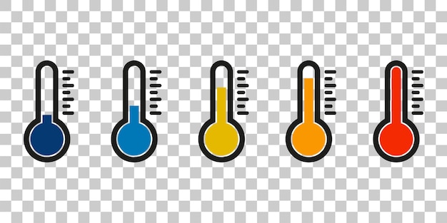 Vector vastgestelde thermometer die de temperatuur vectorillustratie eps10 tonen