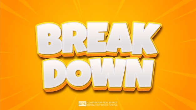 Vector vector 3d text break down editable text effect font