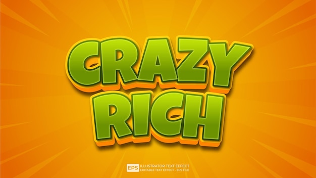 Vector vector 3d text crazy rich editable text effect font