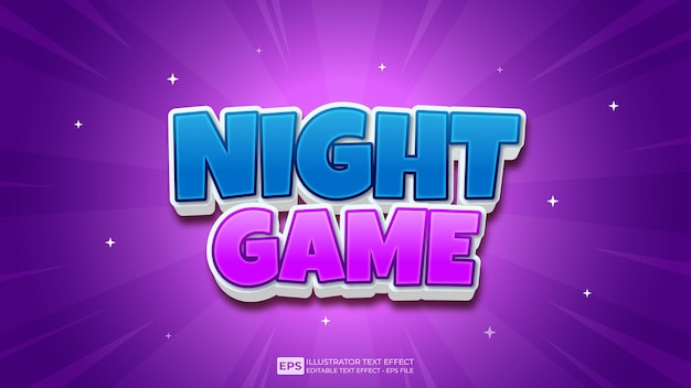 Vector vector 3d text editable text effect night game