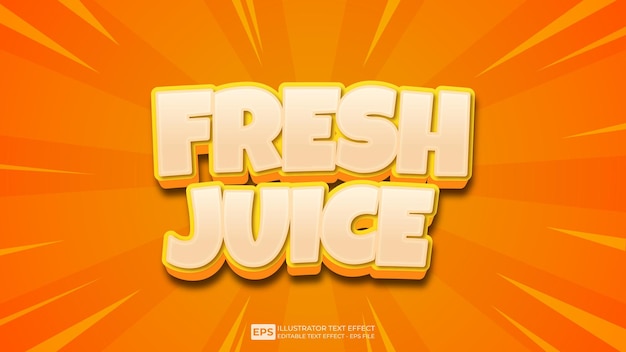 Vector vector 3d text fresh juice editable text effect font